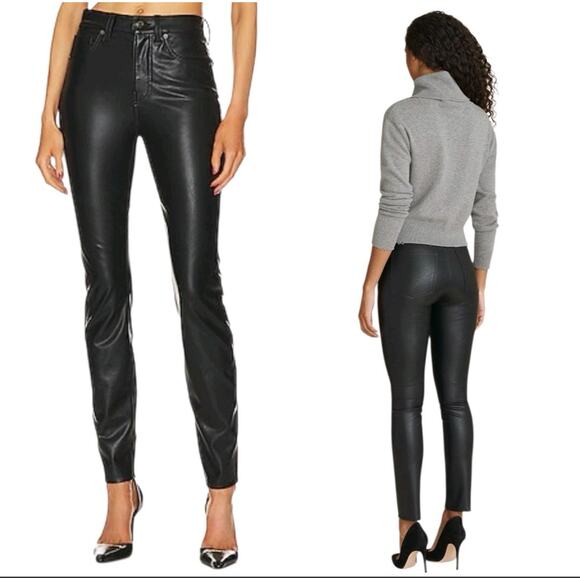 Veronica Beard Debbie Skinny High Rise Vegan Leather Jeans Sz 26 (27x28) Biker - Picture 1 of 10